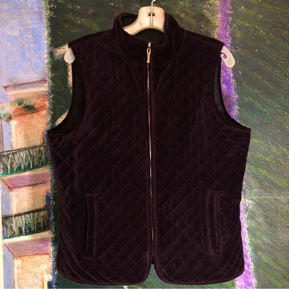 Deep Plumb Purple Quilted Velvet Reversible Vest